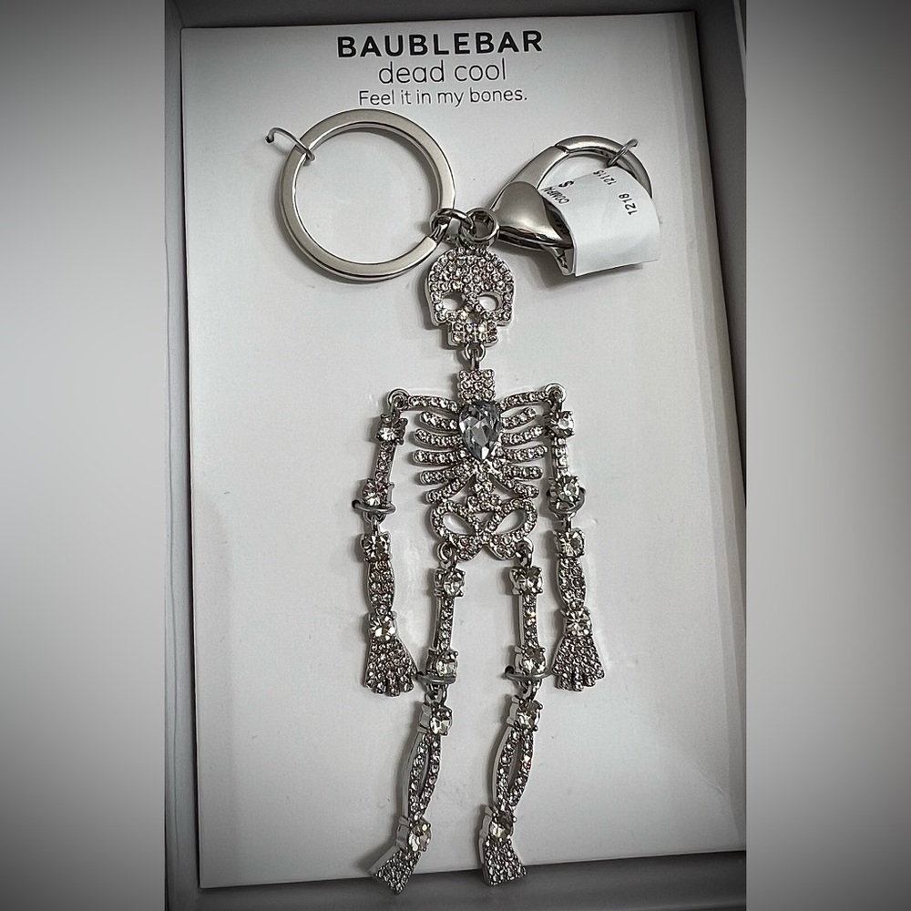 BaubleBar Rhinestone Metallic Skeleton Keychain - Picture 2 of 4